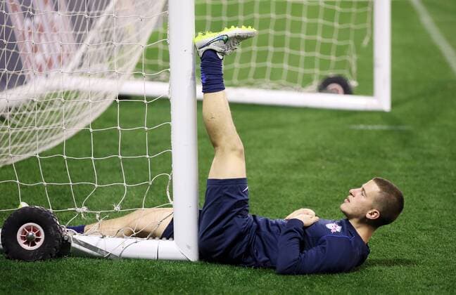 Katar, 22.01.2015, ar-Rayyan Aspire Sports Academy, Fußball , RasenBallsport Leipzig RB Leipzig - Trainingslager. , Im Bild: Diego Demme. ,