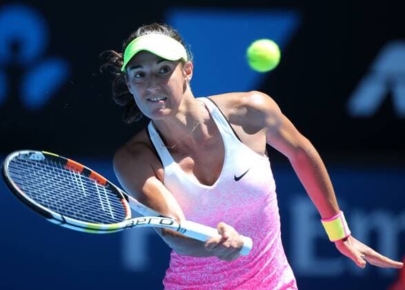 (150123) -- MELBOURNE, Jan. 23, 2015 -- Caroline Garcia of France returns the ball during the third round match of women s singles at the 2015 Australian Open tennis tournament in Melbourne, Australia, Jan. 23, 2015. 