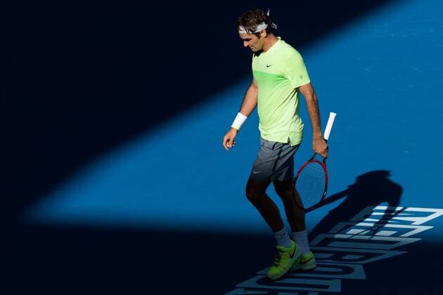 January 23, 2015: 2nd seed Roger Federer (SUI) in action in a 3rd round match on day five of the 2015 Australian Open grand slam tennis tournament at Melbourne Park in Melbourne, Australia. - ZUMAc04_