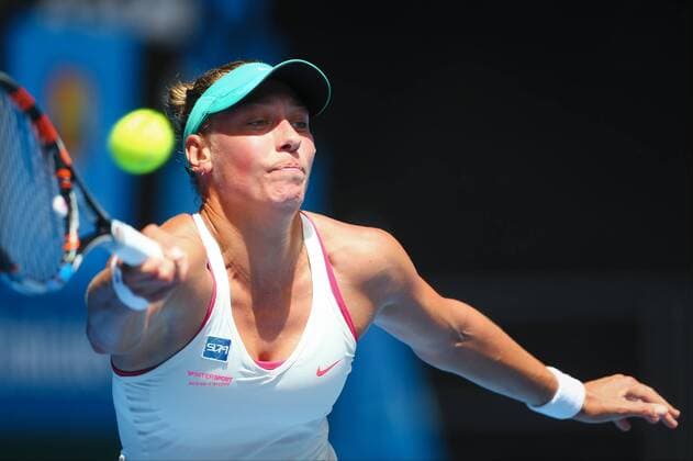 - MELBOURNE, AUSTRALIA: Belgian Yanina Wickmayer WTA Tennis Damen 80) pictured in action during a tennis game in the third round of the women s singles at the Australian Open Grand Slam tournament, Friday 23 January 2015 in Melbourne Park, Melbourne, Australia. PATRICKxHAMILTON  x04552433x