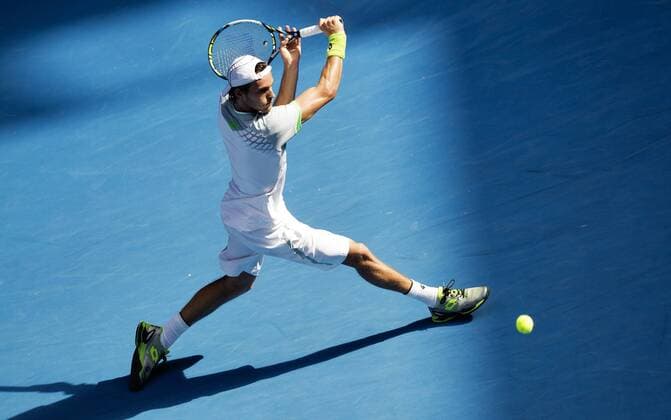 TENNIS - ATP Tennis Herren Australian Open 2015 MELBOURNE,AUSTRALIA,23.JAN.15 - TENNIS - ATP World Tour, Grand Slam, Australian Open. Image shows Joao Sousa (POR).