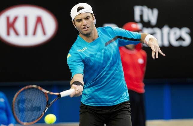 TENNIS - ATP Tennis Herren Australian Open 2015 MELBOURNE,AUSTRALIA,23.JAN.15 - TENNIS - ATP World Tour, Grand Slam, Australian Open. Image shows Malek Jaziri (TUN).