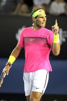 Spain s Rafael Nadal celebrates after winning his men s singles third round match on day five of 2015 Australian Open tennis tournament at Melbourne Park in Melbourne Jan. 23, 2015. (SP) MELBOURNE-TENNIS OPEN-DAY 5 JinxLinpeng 