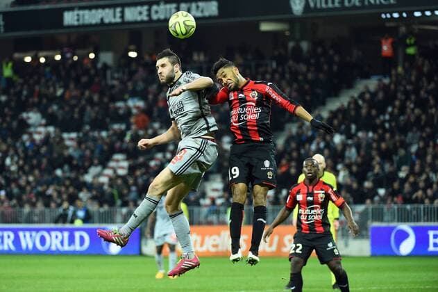 ANDRE-PIERRE GIGNAC (om) - Jordan AMAVI (nice) FOOTBALL : Nice vs Marseille - Ligue 1 - 23 01 2015 FEP Panoramic 