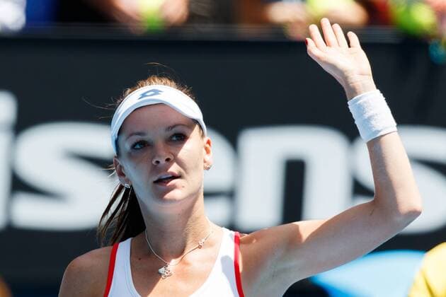 January 24, 2015: 6th seed Agnieszka Radwanska (POL) celebrates her win in a 3rd round match against 30th seed Varvara Lepchenko (USA) on day six of the 2015 Australian Open grand slam tennis tournament at Melbourne Park in Melbourne, Australia. Sydney Low Cal Media. Radwanska won 6-0 7-5 Tennis 2015: Australian Open JAN 24 - ZUMAc04_