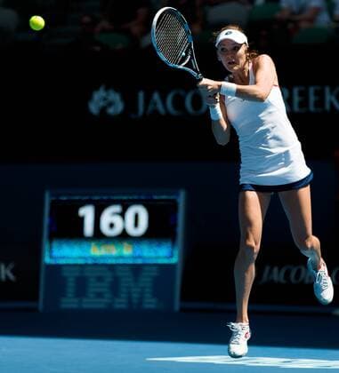 January 24, 2015: 6th seed Agnieszka Radwanska (POL) in action in a 3rd round match against 30th seed Varvara Lepchenko (USA) on day six of the 2015 Australian Open grand slam tennis tournament at Melbourne Park in Melbourne, Australia. Sydney Low Cal Media. Radwanska won 6-0 7-5 Tennis 2015: Australian Open JAN 24 - ZUMAc04_