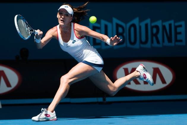 January 24, 2015: 6th seed Agnieszka Radwanska (POL) in action in a 3rd round match against 30th seed Varvara Lepchenko (USA) on day six of the 2015 Australian Open grand slam tennis tournament at Melbourne Park in Melbourne, Australia. Sydney Low Cal Media. Radwanska won 6-0 7-5 Tennis 2015: Australian Open JAN 24 - ZUMAc04_