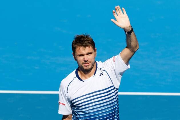 January 24, 2015: 4th seed Stan Wawrinka (SUI) celebrates his win in a 3rd round match against Jarkko Nieminen (FIN) on day six of the 2015 Australian Open grand slam tennis tournament at Melbourne Park in Melbourne, Australia. Sydney Low Cal Media. Wawrinka won 6-4 6-2 6-4 Tennis 2015: Australian Open JAN 24 - ZUMAc04_