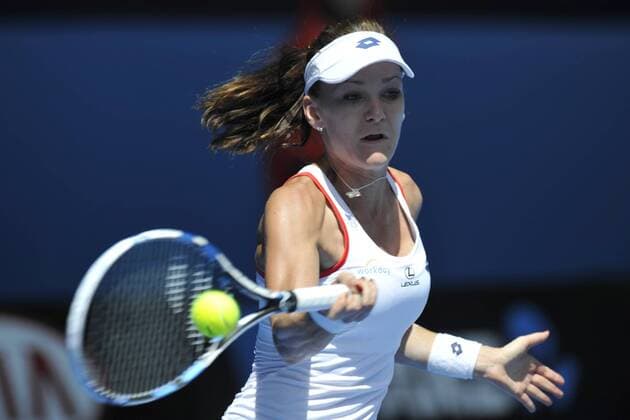 24.01.2015 Australian Open Tennis from Melbourne Park. Agnieszka Radwanska of Poland returns a shot in her match against Varvara Lepchenko of the USA on day six of the 2015 Australian Open at Melbourne Park, Melbourne, Australia. xEssixLimx  ActionPlus11591808