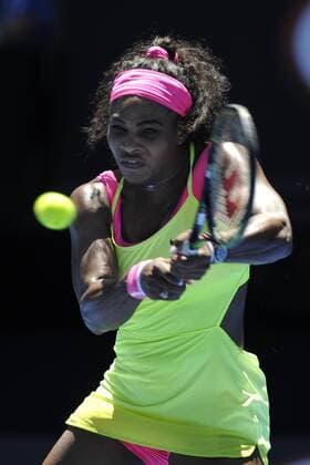 24.01.2015 Australian Open Tennis from Melbourne Park. Serena Williams of the USA returns a shot in her match against Elina Svitolina of Ukraine on day six of the 2015 Australian Open at Melbourne Park, Melbourne, Australia. xEssixLimx  ActionPlus11591823