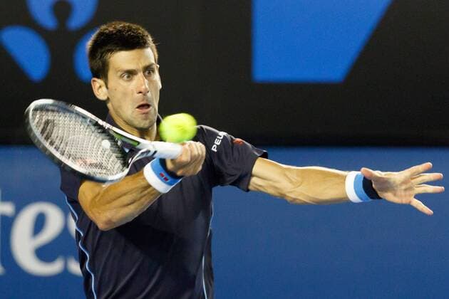 January 24, 2015: 1st seed Novak Djokovic (SRB) in action in a 3rd round match against 31st seed Fernando Verdasco (ESP) on day six of the 2015 Australian Open grand slam tennis tournament at Melbourne Park in Melbourne, Australia. Sydney Low Cal Media. Djokovic won 7-6 6-3 6-4 Tennis 2015: Australian Open JAN 24 - ZUMAc04_