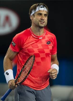 (150124) -- MELBOURNE, Jan. 24, 2015 -- David Ferrer of Spain reacts during the men s singles third round match at the 2015 Australian Open tennis tournament at Melbourne Park in Melbourne, Australia, Jan. 24, 2015. (SP)AUSTRALIA-MELBOURNE-TENNIS-FERRER BaixXue 