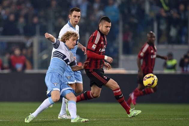 Dusan Basta Lazio, Jeremy Menez Milan Roma 24-01-2015 Stadio Olimpico, Football Calcio Serie A Lazio Roma - AC Milan. andreaxstaccioli
