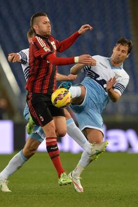 Jeremy Menez Milan, Lorik Cana Lazio. Roma 24-01-2015 Stadio Olimpico. Football Calcio 2014 2015 Serie A. Lazio - Milan. Foto Antonietta Baldassarre Insidefoto AntoniettaxBaldassarre