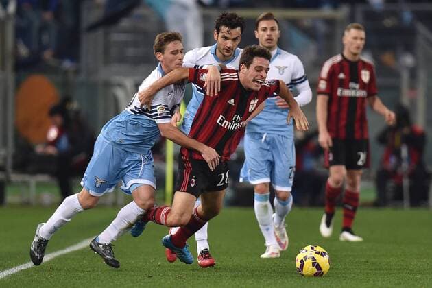 Lucas Biglia Lazio, Giacomo Bonaventura Milan Roma 24-01-2015 Stadio Olimpico, Football Calcio Serie A Lazio - Milan. Foto Andrea Staccioli Insidefoto andreaxstaccioli