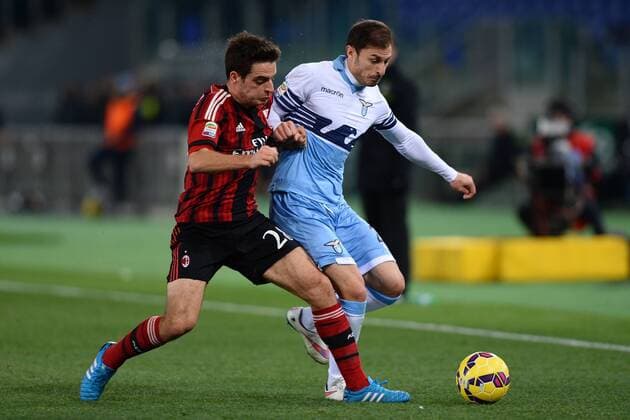 Rom, 24.01.2015 - Serie A 2014 2015 - Lazio Rom vs AC Mailand - Giacomo Bonaventura-Stefan Radu 