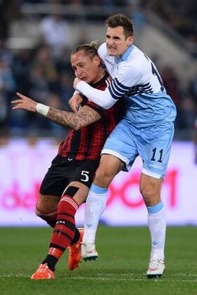 Rom, 24.01.2015 - Serie A 2014 2015 - Lazio Rom vs AC Mailand - Miroslav Klose-Philippe Mexes 