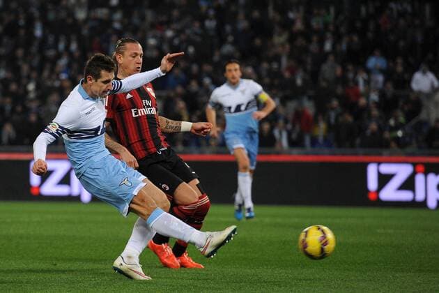 Miroslav Klose Lazio Goal celebration 2-1 Roma 24-01-2015 Stadio Olimpico, Football Calcio Serie A Lazio Roma - AC Milan. andreaxstaccioli
