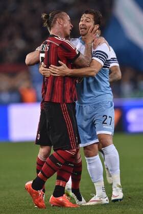 Philippe Mexes Milan argues with Lorik Cana Lazio - Serie A Lazio Rom - Milan AC - Foto AndreaxStaccioli Insidefoto andreaxstaccioli