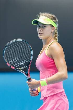 January 25, 2015 - Melbourne, Australia - Eugenie Bouchard walks during 4th round match on day seven of the 2015 Australian Open. . Tennis 2015 - Australian Open - Day 7 - ZUMAc04_