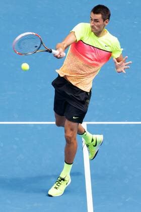 January 25, 2015: Bernard Tomic (AUS) in action in a 4th round match on day seven of the 2015 Australian Open grand slam tennis tournament at Melbourne Park in Melbourne, Australia. . Tennis 2015: Australian Open JAN 25 - ZUMAc04_