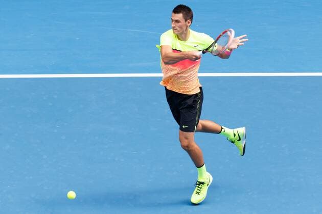 January 25, 2015: Bernard Tomic (AUS) in action in a 4th round match on day seven of the 2015 Australian Open grand slam tennis tournament at Melbourne Park in Melbourne, Australia. . Tennis 2015: Australian Open JAN 25 - ZUMAc04_