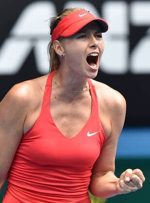 Jan. 25, 2015 - Melbourne, VICTORIA, AUSTRALIA - Russia s Maria Sharapova reacts after winning a point during her match on day 7 the Australian Open tennis on Rod Laver Arena in Melbourne, Australia. Tennis 2015 - Australian Open - Day 7 - ZUMAk106