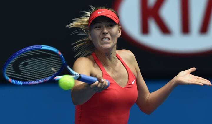 Jan. 25, 2015 - Melbourne, VICTORIA, AUSTRALIA - Russia s Maria Sharapova in action during her match on day 7 the Australian Open tennis on Rod Laver Arena in Melbourne, Australia. Tennis 2015 - Australian Open - Day 7 - ZUMAk106