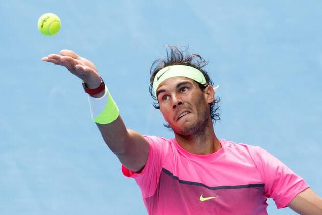 January 25, 2015: 3rd seed Rafael Nadal (ESP) in action in a 4th round match on day seven of the 2015 Australian Open grand slam tennis tournament at Melbourne Park in Melbourne, Australia. . Tennis 2015: Australian Open JAN 25 - ZUMAc04_