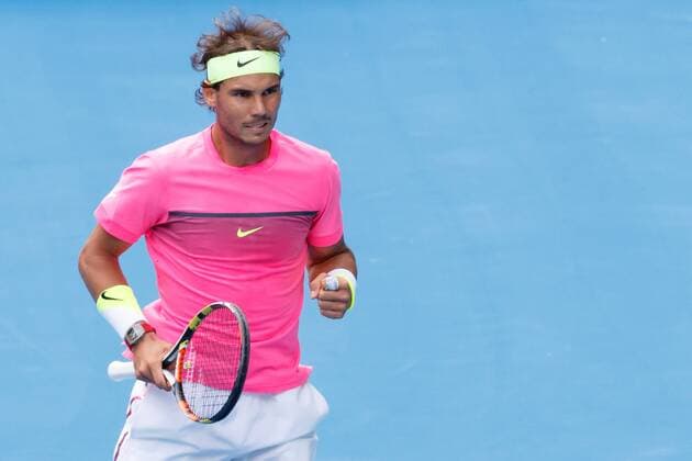 January 25, 2015: 3rd seed Rafael Nadal (ESP) in action in a 4th round match on day seven of the 2015 Australian Open grand slam tennis tournament at Melbourne Park in Melbourne, Australia. . Tennis 2015: Australian Open JAN 25 - ZUMAc04_