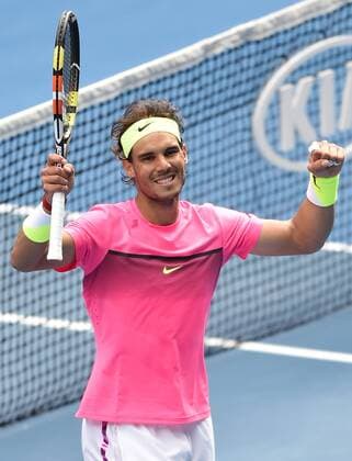 Jan. 25, 2015 - Melbourne, VICTORIA, AUSTRALIA - Spain s Rafael Nadal reacts after winning his match on day 7 the Australian Open tennis on Rod Laver Arena in Melbourne, Australia. Tennis 2015 - Australian Open - Day 7 - ZUMAk106