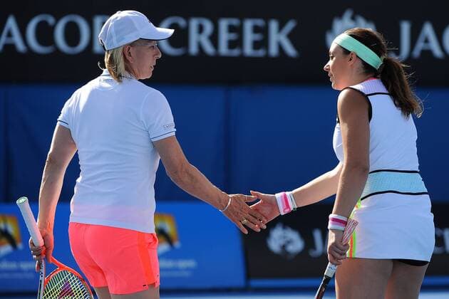 Marion Bartoli (FRA) Martina Navratilova (USA) TENNIS : Open d Australie - Melbourne - 25 01 2015 TennisMagazine Panoramlc 