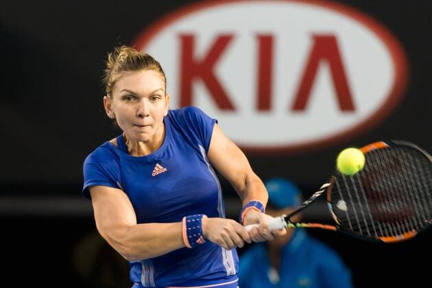 January 25, 2015: 3rd seed Simona Halep (ROU) in action in a 4th round match on day seven of the 2015 Australian Open grand slam tennis tournament at Melbourne Park in Melbourne, Australia. Tennis 2015: Australian Open JAN 25 - ZUMAc04_