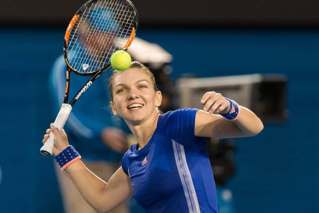 January 25, 2015: 3rd seed Simona Halep (ROU) celebrates her win in a 4th round match on day seven of the 2015 Australian Open grand slam tennis tournament at Melbourne Park in Melbourne, Australia. Tennis 2015: Australian Open JAN 25 - ZUMAc04_