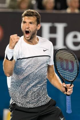 January 25, 2015: 10th seed Grigor Dimitrov (BUL) reacts after winning the second set in a 4th round match on day seven of the 2015 Australian Open grand slam tennis tournament at Melbourne Park in Melbourne, Australia. Tennis 2015: Australian Open JAN 25 - ZUMAc04_