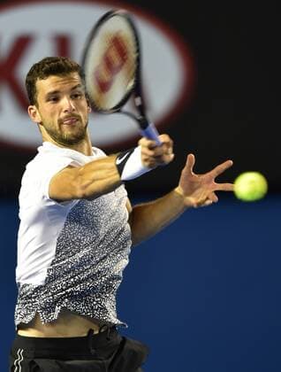 Jan. 25, 2015 - Melbourne, VICTORIA, AUSTRALIA - Bulgaria s Grigor Dimitrov in action during his match on day 7 the Australian Open tennis on Rod Laver Arena in Melbourne, Australia. Tennis 2015 - Australian Open - Day 7 - ZUMAk106