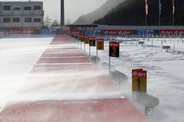 BIATHLON - IBU WC Antholz ANTHOLZ,ITALY,25.JAN.15 - BIATHLON - IBU World Cup, 4x6 km relay, ladies. Image shows wind at the shooting range.