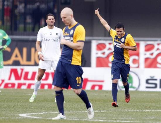 IPP20150125 Football - soccer: Serie A, Hellas Verona vs Atalanta Bergamo, javier saviola 1-0 xHOCHxZWEIx xItalyxPhotoxPressx 