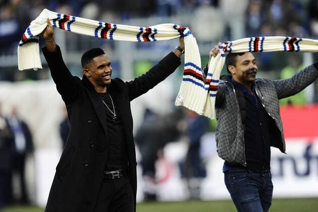 Db Genova 25 01 2015 - campionato di calcio serie A Sampdoria Genua vs US Palermo: Samuel Eto o-Luis Muriel 