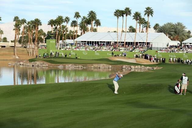 January 25, 2015 Bill Haas hits his approach shot on the 18th hole during the final round of the Humana Challenge in partnership with The Clinton Foundation on the Arnold Palmer Private Course at PGA Golf Herren West in La Quinta, California. .Charles Baus CSM PGA GOLF 2015: Humana Challenge - Final Round JAN 25 - ZUMAcb8_