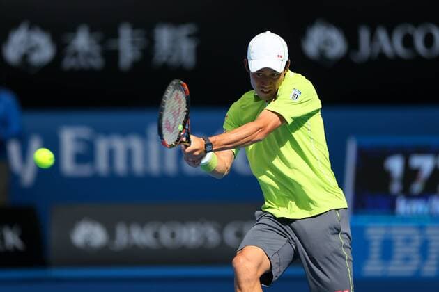 Kei Nishikori (JPN), JANUARY 26, 2015 - Tennis : 2015 Australian Open tennis tournament Men s Round 4 in Melbourne, Australia. Noxthirdxpartyxsales  (umqa020396)