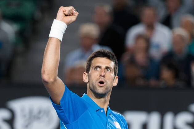 January 26, 2015: 1st seed Novak Djokovic (SRB) reacts after winning a game in a 4th round match on day eight of the 2015 Australian Open grand slam tennis tournament at Melbourne Park in Melbourne, Australia. . Tennis 2015: Australian Open JAN 26 - ZUMAc04_