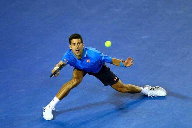 Novak Djokovic of Serbia prepares to return a shot in their men s singles fourth round match of the 2015 Australian Open tennis tournament in Melbourne, Victoria, Australia, 26 January 2015.  20150126_19320
