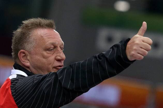 24th World Handball Championship, eighth-finals, Poland - Swedish 26.01.2015., Ali Bin Hamad Al Attiya Arena, Doha, Qatar - 24th World Handball Championship, eighth-finals, Poland - Swedish. Polish national coach Michael Biegler.  GoranxStanzl PIXSELL