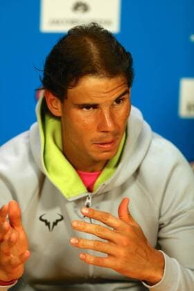 Rafael Nadal of Spain speaks during a press conference PK Pressekonferenz after losing in the men s singles quarterfinal match of the 2015 Australian Open tennis tournament in Melbourne, Victoria, Australia, 27 January 2015.  20150127_27963