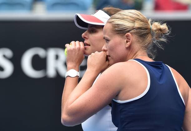 Tennis Australian Open 2015 Melbourne ,Melbourne Olympic Parc Anna Groenefeld und Julia Goerges erreichen das Doppel Halbfinale