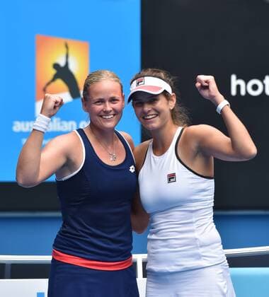 Tennis Australian Open 2015 Melbourne ,Melbourne Olympic Parc Anna Groenefeld und Julia Goerges erreichen das Doppel Halbfinale