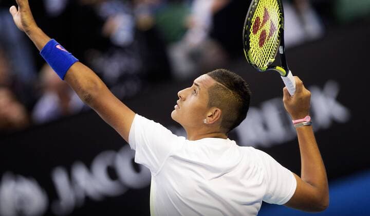 TENNIS - ATP Tennis Herren Australian Open 2015 MELBOURNE,AUSTRALIA,27.JAN.15 - TENNIS - ATP World Tour, Grand Slam, Australian Open. Image shows Nick Kyrgios (AUS).