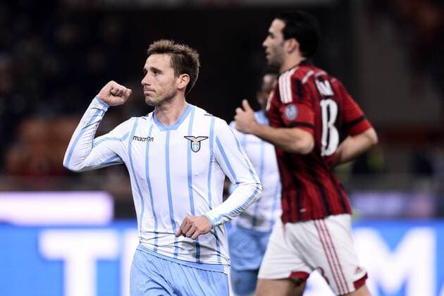 Aktuell Fußball, Italien, Coppa Italia, AC Mailand - Lazio Rom Coppa Italia AC Milan - Lazio Rom esultanza gol Lucas Biglia 