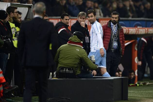 Aktuell Fußball, Italien, Coppa Italia, AC Mailand - Lazio Rom Espulsione Lorik Cana Lazio Coppa Italia AC Milan - Lazio Rom giuseppexceleste